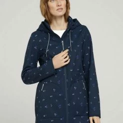 Budget 👏 TOM TAILOR Regenmantel »Übergangsparka mit Tunnelzug« Dusty Beige, Navy colorful floral design, Sky Captain Blue 😉 -Tom Tailor Verkaufsgeschäft a3f8dce3 00db 52d7 aed4 2555369493f1