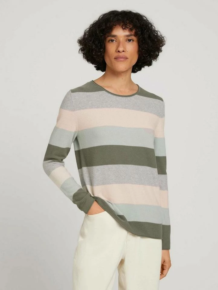 Angebote 🎉 TOM TAILOR Rundhalspullover in gestreifter Optik Brown colorblock stripe, Green colorblock stripe ❤️ 11 Angebote 🎉 TOM TAILOR Rundhalspullover in gestreifter Optik Brown colorblock stripe, Green colorblock stripe ❤️ - Image 11