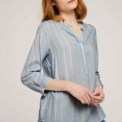 Bestpreis 🛒 TOM TAILOR Langarmbluse »gestreifte Bluse mit halber Knopfleiste« Blue stripe vertical, Peach stripe vertical 💯 -Tom Tailor Verkaufsgeschäft a7a8eb2f ea76 545e bb86 3c8d91122f92