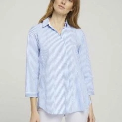 Bestpreis 👍 TOM TAILOR Kurzarmbluse Blue offwhite thin stripe, White 🎉 -Tom Tailor Verkaufsgeschäft a92a9c09 9d06 5a84 b79d 7035f4dd3a56