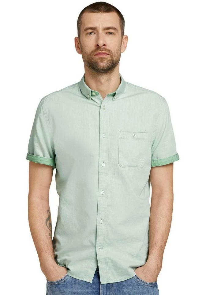 Bestes Angebot ⭐ TOM TAILOR Kurzarmhemd mit vorgesetzter Schulternaht Grün, Red white two face twill, Hellblau 🤩 7 Bestes Angebot ⭐ TOM TAILOR Kurzarmhemd mit vorgesetzter Schulternaht Grün, Red white two face twill, Hellblau 🤩 - Image 7