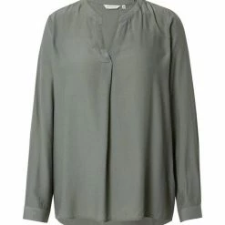 Neu 🥰 TOM TAILOR Langarmbluse mit Faltenlegung Soft greyish green, Cold beige, Dusty mid olive 🤩 -Tom Tailor Verkaufsgeschäft b6058353 9261 5c04 907f 2802c2313155