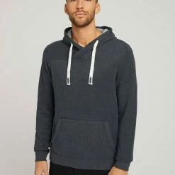 Neu 😉 TOM TAILOR Hoodie »Hoodie mit Kapuzendetail« Electric Blue Melange, Dark Grey Melange, Middle Grey Melange, Sky captain blue white melange ✔️