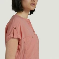 Aktion 🎁 TOM TAILOR Langarmbluse »Kurzarm Hemdbluse mit LENZING(TM) ECOVERO(TM)« Dusty pastel pink, Dark Denim Blue 🎉 -Tom Tailor Verkaufsgeschäft b870bd80 6b4a 5878 aa9b 27e23e277824