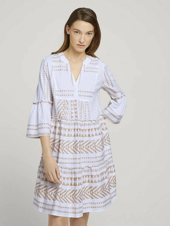 Blitzangebot 😉 TOM TAILOR Jerseykleid »Gemustertes Boho-Kleid mit Volants« White blue large ikat design, Desert linen 🧨 8 Blitzangebot 😉 TOM TAILOR Jerseykleid »Gemustertes Boho-Kleid mit Volants« White blue large ikat design, Desert linen 🧨 - Image 8