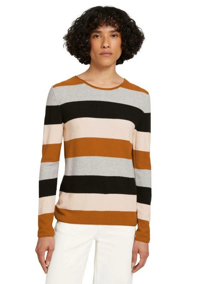 Angebote 🎉 TOM TAILOR Rundhalspullover in gestreifter Optik Brown colorblock stripe, Green colorblock stripe ❤️ 1 Angebote 🎉 TOM TAILOR Rundhalspullover in gestreifter Optik Brown colorblock stripe, Green colorblock stripe ❤️