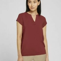 Bester Verkauf 💯 TOM TAILOR Langarmbluse »Kurzarm Bluse« Dark maroon red, Dusty pastel pink, French clay beige, Blue offwhite minimal ⌛ -Tom Tailor Verkaufsgeschäft bd9dd9d8 c0a2 5f3f 8245 cdd4baf6e949