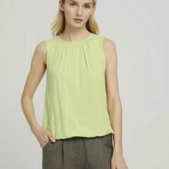 Rabatt 🎉 TOM TAILOR Langarmbluse »Ärmellose Bluse mit elastischem Bund« Deep black, Beige geometrical design, Khaki white outline leaves, Caramel Brown ❤️