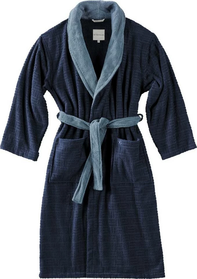 Blitzangebot 🔥 Unisex-Bademantel »Wellness«, TOM TAILOR, in toller Hoch/Tief-Webtechnik Navy, Silver 👍 1 Blitzangebot 🔥 Unisex-Bademantel »Wellness«, TOM TAILOR, in toller Hoch/Tief-Webtechnik Navy, Silver 👍