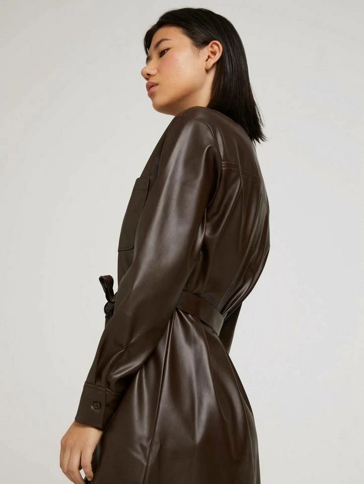 Schlussverkauf ✔️ TOM TAILOR Jerseykleid »Hemdkleid aus Kunstleder« Java dark brown, Deep black 😍 5 Schlussverkauf ✔️ TOM TAILOR Jerseykleid »Hemdkleid aus Kunstleder« Java dark brown, Deep black 😍 - Image 5