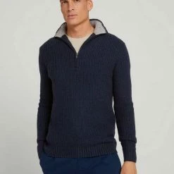 Neu ✔️ TOM TAILOR Strickpullover »Troyer Pullover« Light Soft Grey Melange, Brown oak melange, Sky Captain Blue 🛒 -Tom Tailor Verkaufsgeschäft c76c0d7e 3cf5 5ae9 91d0 77b0b6c5be11