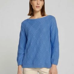 Auslauf 😍 TOM TAILOR Strickpullover »Pullover mit Strukturmuster« Sea blue, Dark sepia, Iris flower, Whisper White 👏 -Tom Tailor Verkaufsgeschäft c950b3f8 9755 50d2 982a e1773f4e7abe