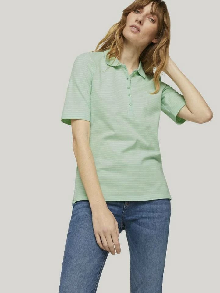 Bestpreis 👏 TOM TAILOR Poloshirt »Basic Poloshirt« Plum blossom lilac, Sky Captain Blue, Mint offwhite stripe 🌟 4 Bestpreis 👏 TOM TAILOR Poloshirt »Basic Poloshirt« Plum blossom lilac, Sky Captain Blue, Mint offwhite stripe 🌟 - Image 4