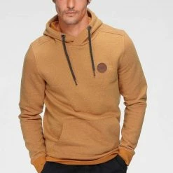 Am billigsten ✨ TOM TAILOR Kapuzensweatshirt mit Markenbadge auf der Brust Dunkelblau, Senf, Cyber grey inject stripe 🎉