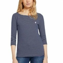 Rabatt 🧨 TOM TAILOR 3/4-Arm-Shirt mit Ringel und kleiner Brust-Stickerei Blau-weiß-geringelt, Weiß-pfirsich-geringelt, Weiß-grün-geringelt 🔥