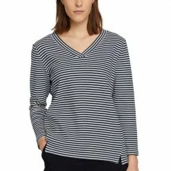 Schlussverkauf ⌛ TOM TAILOR Sweater mit kleinen Schlitzen aus der Naht heraus Dunkelblau, Dunkelblau-weiß-gestreift ⌛ -Tom Tailor Verkaufsgeschäft d0183fc6 9be2 5e35 8181 b6a9e46aa9b4