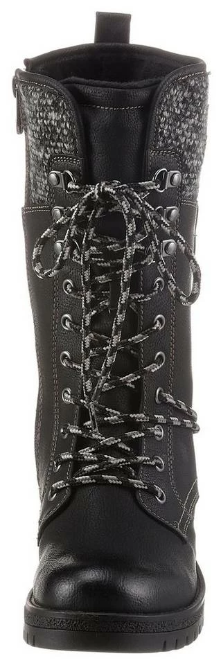 Brandneu 😉 TOM TAILOR Schnürstiefel mit Strickeinsatz Schwarz, Taupe 🌟 4 Brandneu 😉 TOM TAILOR Schnürstiefel mit Strickeinsatz Schwarz, Taupe 🌟 - Image 4