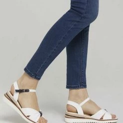 Brandneu 🎉 TOM TAILOR »Lederimitat/Textil« Keilsandalette White, Red, Navy 🥰 -Tom Tailor Verkaufsgeschäft d10b625f 0525 54e2 b925 217033a6eb82