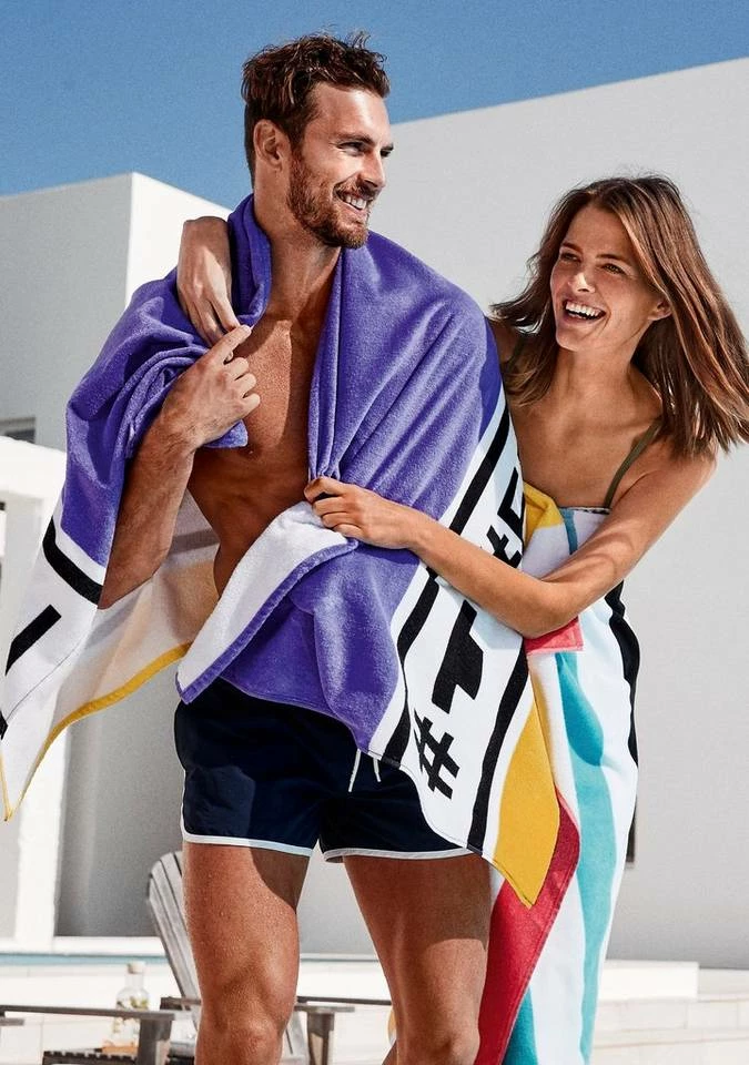 Neu ❤️ TOM TAILOR Strandtuch »Fun« (1-St), mit großem Schriftzug Violett, Aqua ⭐ 2 Neu ❤️ TOM TAILOR Strandtuch »Fun« (1-St), mit großem Schriftzug Violett, Aqua ⭐ - Image 2