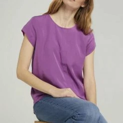 Blitzangebot 😀 TOM TAILOR Langarmbluse »Kurzarmbluse mit Lyocell« Prairie Grass Green, Plum blossom lilac 👏 -Tom Tailor Verkaufsgeschäft d4520448 e9fd 55b6 95d0 2280816ed90f