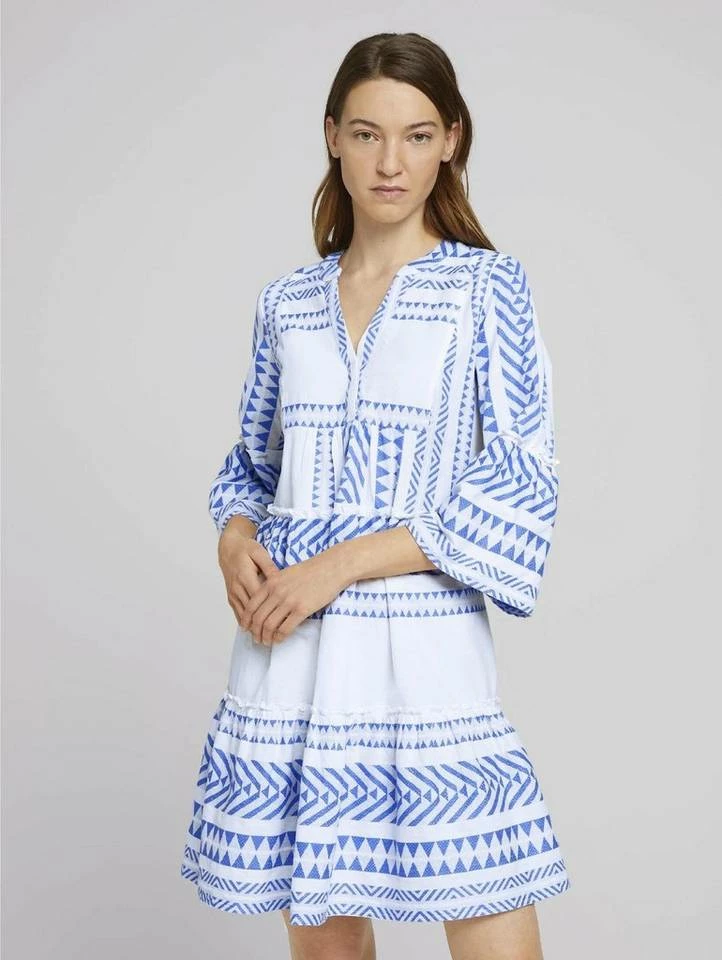 Blitzangebot 😉 TOM TAILOR Jerseykleid »Gemustertes Boho-Kleid mit Volants« White blue large ikat design, Desert linen 🧨 18 Blitzangebot 😉 TOM TAILOR Jerseykleid »Gemustertes Boho-Kleid mit Volants« White blue large ikat design, Desert linen 🧨 - Image 18