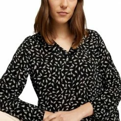 Budget 👍 TOM TAILOR 👕 Shirtbluse mit Gummizügen an den Ärmelabschlüssen Deep black, Black leaf design (schwarz), Beige brown check (braun), Brown leaf design 🛒 -Tom Tailor Verkaufsgeschäft d77a4464 f6e4 5c7e 9fdf f82a338f25cb