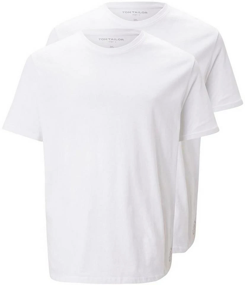 Neu 🧨 TOM TAILOR Men Plus T-Shirt (Packung, 2-tlg) mit Rundhals Weiß, Schwarz 🥰 1 Neu 🧨 TOM TAILOR Men Plus T-Shirt (Packung, 2-tlg) mit Rundhals Weiß, Schwarz 🥰