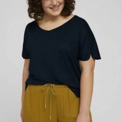 Schlussverkauf 🧨 TOM TAILOR MY TRUE ME T-Shirt »Plus - T-Shirt mit Ärmeldetail« California Umber, Sky Captain Blue 🛒 -Tom Tailor Verkaufsgeschäft dacd89f9 489d 5abb bd27 bf02abf95f4d