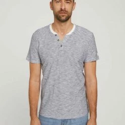Brandneu ⭐ TOM TAILOR T-Shirt »T-Shirt mit Henley Ausschnitt« Smoke green cream fine stripe, Navy soft peach fine stripe, Stripe white 🧨