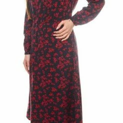 Neu 🛒 TOM TAILOR Midikleid »TOM TAILOR Herbst-Kleid figurumspielendes Damen Midi-Kleid mit Blumen-Muster Freizeit-Kleid Navy/Pink« ✔️