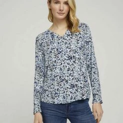Bester Verkauf 🥰 TOM TAILOR Langarmbluse Navy floral design, Offwhite floral design, Navy offwhite flower design, Navy white minimal design 😍 -Tom Tailor Verkaufsgeschäft deed2168 c6e6 5c39 a388 c06084b937b2