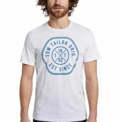 Rabatt 🔥 TOM TAILOR Rundhalsshirt mit großem Logoprint Dunkelgrau, Sky Captain Blue, Royalblau, Weiß 🌟