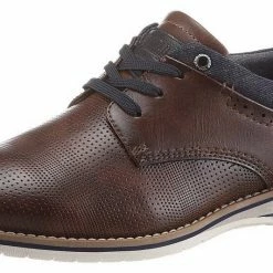 Billig ⭐ TOM TAILOR Schnürschuh mit Ziernähten Cognac, Navy 🎉
