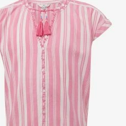 Coupon 🛒 TOM TAILOR Kurzarmbluse »Gestreifte Kaftanbluse« Shocking pink-pink, Marina-blue ⌛