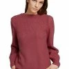 Bestes Angebot 💯 TOM TAILOR Strickpullover mit Schulterpolstern Dunkelrosa, Camelfarben-meliert 😀