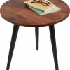 Großhandel 🔥 TOM TAILOR Beistelltisch »T-WOOD TABLE MEDIUM«, mittelgroßer Beistelltisch mit Knopfdetail, dunkles Mangoholz und schwarze Beine 🎁