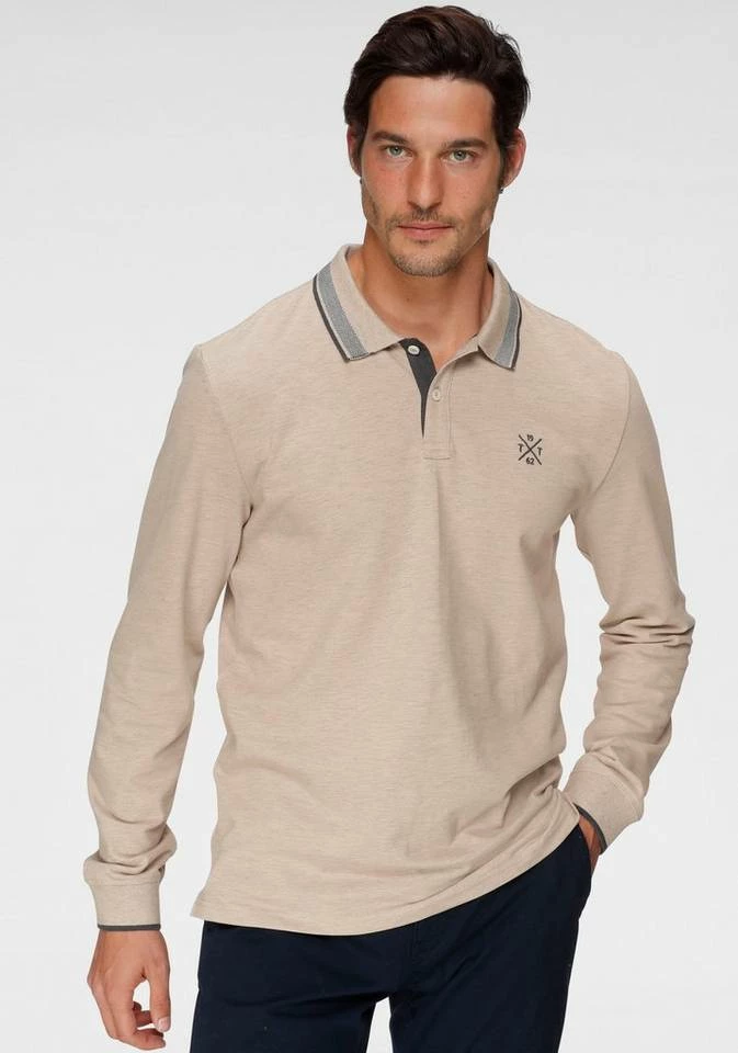 Auslauf 😍 TOM TAILOR Langarm-Poloshirt mit Logostickerei auf der Brust Navy, Beige ❤️ 1 Auslauf 😍 TOM TAILOR Langarm-Poloshirt mit Logostickerei auf der Brust Navy, Beige ❤️