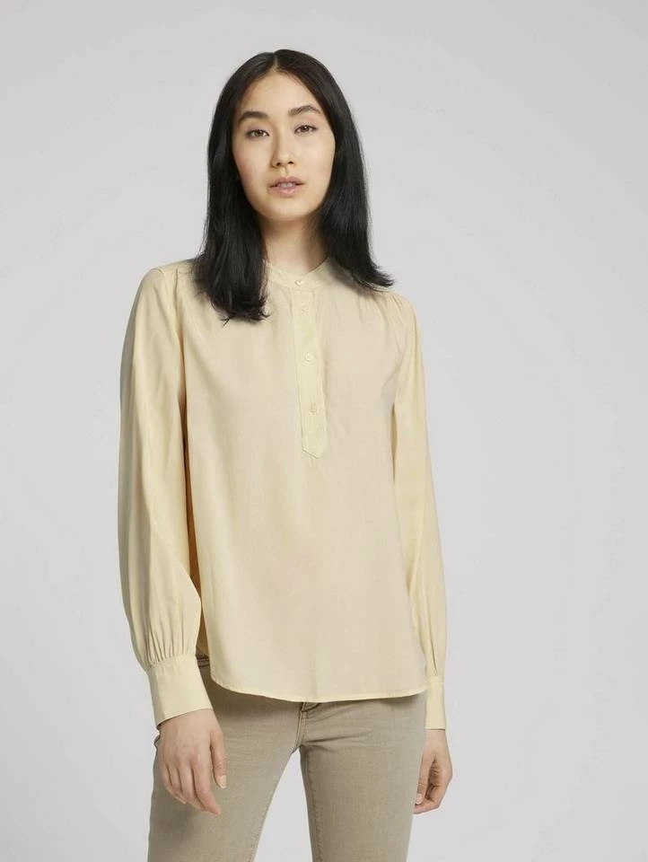 Budget 🤩 TOM TAILOR Langarmbluse »Bluse mit Stehkragen« Smooth light sand, French clay beige 👍 4 Budget 🤩 TOM TAILOR Langarmbluse »Bluse mit Stehkragen« Smooth light sand, French clay beige 👍 - Image 4