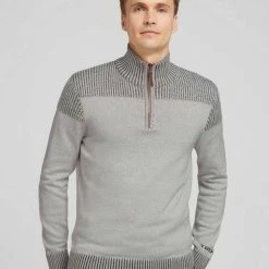 Auslauf 🔥 TOM TAILOR Strickpullover »Pullover mit Troyer Kragen« Sky Captain Blue, Soft buttercream, Decadent Bordeaux, Black Grey Melange 😀