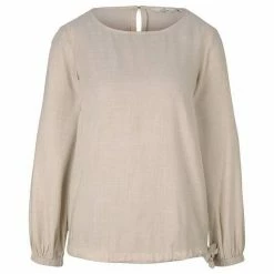 Bestpreis 🧨 TOM TAILOR Langarmbluse »Melierte Bluse mit Tunnelzug« Cold beige melange, Soft greyish green melange 👍 -Tom Tailor Verkaufsgeschäft f04eff12 c99d 5274 b0d1 f39cce8ad562
