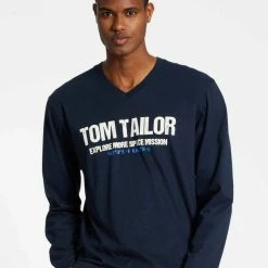 Besorgen 😉 TOM TAILOR Pyjamaoberteil »Langarm-Shirt, V-Neck« (1-tlg) Dark-red-melange, Blue-dark-solid 😀 -Tom Tailor Verkaufsgeschäft f34d6d6c 0df8 5cce 8690 6ace16044a2d