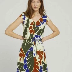 Top 10 🛒 TOM TAILOR Jerseykleid »Gemustertes Jerseykleid mit Bindegürtel« Green watercolor stripe, Green-stripe, Multicolor botanical design, Black geometrical design 😉 -Tom Tailor Verkaufsgeschäft f59a420d b8cf 507f 9a38 68e34d42fafc