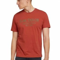 Neu ✔️ TOM TAILOR Rundhalsshirt mit großem Logofrontprint Bright ibiza blue, Weiß, Blau, Light-indigo-blue 💯