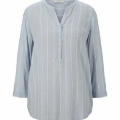 Bestpreis 🛒 TOM TAILOR Langarmbluse »gestreifte Bluse mit halber Knopfleiste« Blue stripe vertical, Peach stripe vertical 💯 -Tom Tailor Verkaufsgeschäft f92f7618 a3fe 58b3 bb80 f7dbe40d7dff