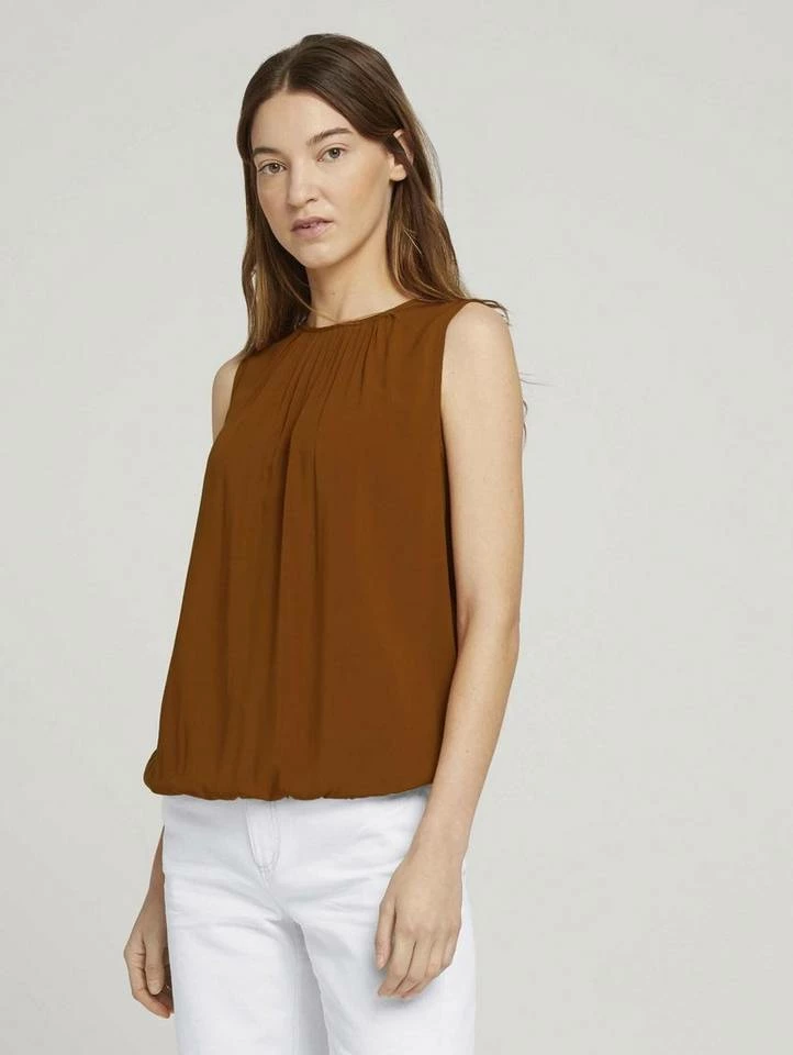 Rabatt 🎉 TOM TAILOR Langarmbluse »Ärmellose Bluse mit elastischem Bund« Deep black, Beige geometrical design, Khaki white outline leaves, Caramel Brown ❤️ 23 Rabatt 🎉 TOM TAILOR Langarmbluse »Ärmellose Bluse mit elastischem Bund« Deep black, Beige geometrical design, Khaki white outline leaves, Caramel Brown ❤️ - Image 23