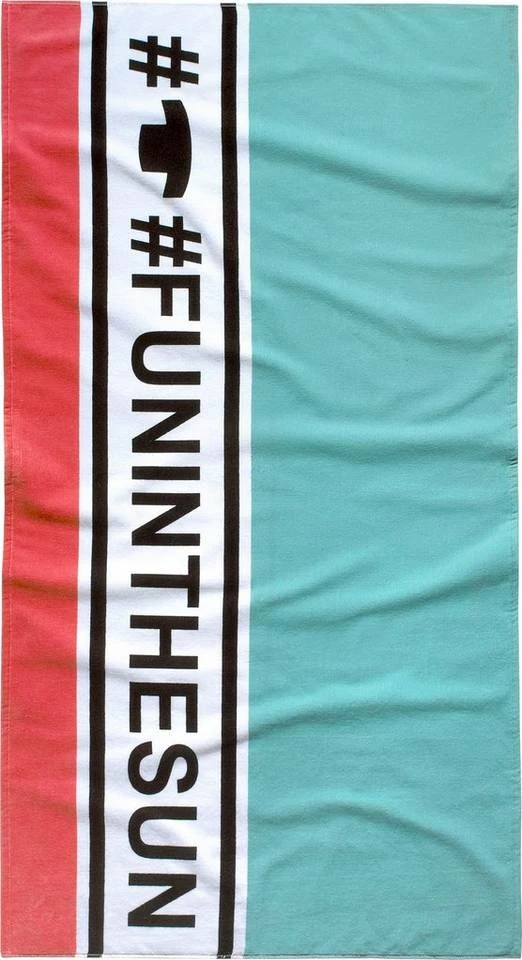 Neu ❤️ TOM TAILOR Strandtuch »Fun« (1-St), mit großem Schriftzug Violett, Aqua ⭐ 3 Neu ❤️ TOM TAILOR Strandtuch »Fun« (1-St), mit großem Schriftzug Violett, Aqua ⭐ - Image 3