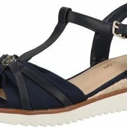 Coupon 🎁 TOM TAILOR »Lederimitat/Textil« Keilsandalette ⌛