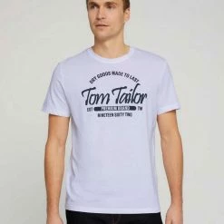 Budget 🛒 TOM TAILOR T-Shirt »T-Shirt mit Logoprint« Dark Smoke Green, White, Sky Captain Blue, Tarmac Grey 🎁 -Tom Tailor Verkaufsgeschäft ff40f34b 0b29 5ab4 8041 555215ffa719