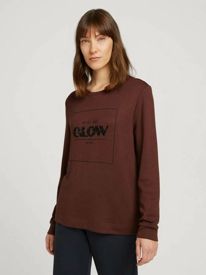 Bestes Angebot 😉 TOM TAILOR Sweatshirt mit Applikation aus schwarzen Glitzersteinchen Earth brown, Cold beige, Deep black ⌛ 16 Bestes Angebot 😉 TOM TAILOR Sweatshirt mit Applikation aus schwarzen Glitzersteinchen Earth brown, Cold beige, Deep black ⌛ - Image 16